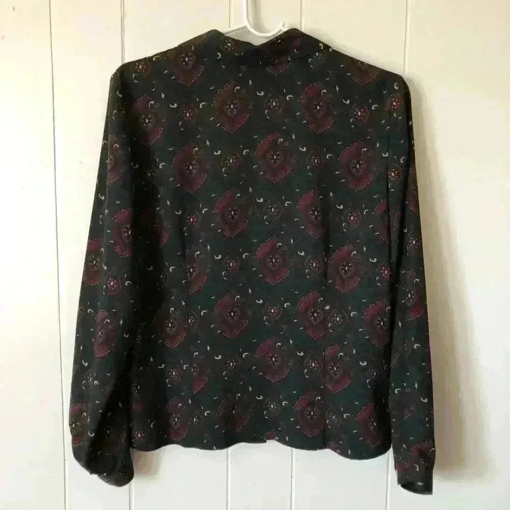 Liz Claiborne Button Down Printed Polyester Top Blouse Size 8 - Picture 5 of 6